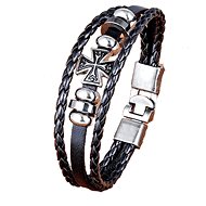Predator Q1 Leather bracelet 21cm cross black SLPP1096/V - Bracelet