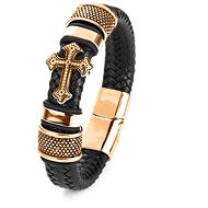 Predator Q1 Leather bracelet cross 22,5cm A7004-6/V - Bracelet