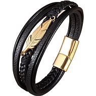 Predator Q1 Leather bracelet feather gold 22cm A7004-7-2 - Bracelet