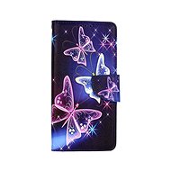 TopQ Pouzdro Vivo Y35 knížkové Modré s motýlky 85379 - Phone Cover