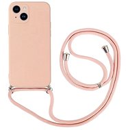 TopQ Kryt iPhone 14 růžový se šňůrkou 84974 - Phone Cover