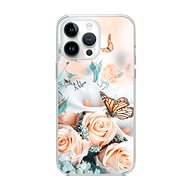 TopQ Kryt iPhone 14 Pro Max Růže s motýlem 82517 - Phone Cover