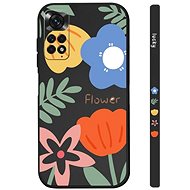 TopQ Kryt Xiaomi Redmi Note 11 Malované květy černý 94547 - Phone Cover