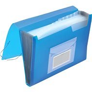 Q-CONNECT A4 Dokumentenmappe mit Fächern und Gummiband - transparent blau - Dokumentenmappe