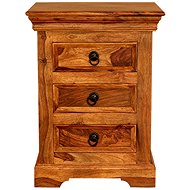 Raavi Bedside table Jali, 3 drawers, light honey - Night Stand