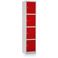 Rauman 4box metal wardrobe, rotary lock, RAL 3000 - Workshop Furniture Set