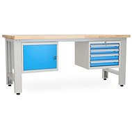 Rauman work table Solid OAK-14, length 210 cm, 2 hanging boxes, oak - Workbench