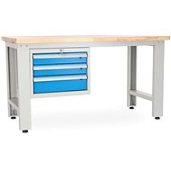 Rauman work table Solid OAK-30, length 150 cm, hanging box, oak - Workbench