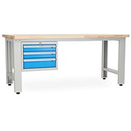 Rauman work table Solid OAK-30, length 210 cm, hanging box, oak - Workbench