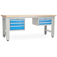 Rauman work table Solid OAK-32, length 210 cm, 2 hanging boxes, oak - Workbench