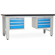 Rauman work table Solid MDF-33, length 210 cm, 2 hanging boxes, black - Workbench