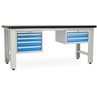 Rauman work table Solid MDF-42, length 210 cm, 2 hanging boxes, black - Workbench