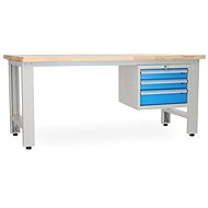 Rauman work table Solid OAK-03, length 210 cm, hanging box, oak - Workbench