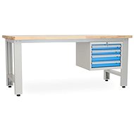 Rauman work table Solid OAK-04, length 210 cm, hanging box, oak - Workbench