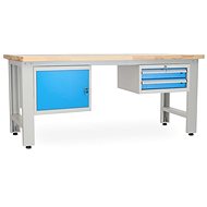 Rauman work table Solid OAK-12, length 210 cm, 2 hanging boxes, oak - Workbench