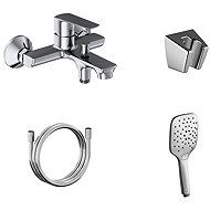 Ravak LF 022.00CR. +S Wall-mounted bath mixer with shower set, chrome - Shower Set