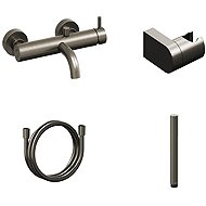 Ravak ES 022.20GB. +S Bathroom wall-mounted mixer with shower set, Graphite Brushed - Shower Set
