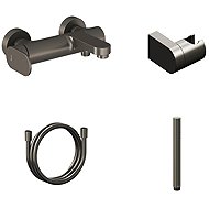 Ravak EL 022.20GB. +S Bathroom wall-mounted mixer with shower set, Graphite Brushed - Shower Set