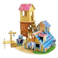 Drevené 3D Puzzle - Domček s vežou - Puzzle