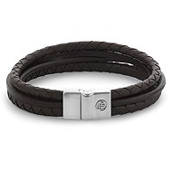 Rebel & Rose Men's leather bracelet with safety clasp Full Metal Premium Combo Brown RR-M0055-S-M - Bracelet