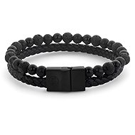 Rebel & Rose Men's double bracelet with safety clasp Full Metal Combo Black Rocks RR-M0057-B-L - Bracelet