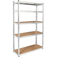 Rebel RB-1252 Metal storage rack, 5 shelves, 205 × 120 × 45 cm, 750 kg, silver - Shelving Unit