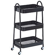 Verk 27493 Three-tier metal shelf on wheels 78 × 46 × 26 cm, black - Shelving Unit