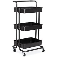 Verk 27491 Three-tier metal shelf on wheels 76 × 43 × 36 cm, black - Shelving Unit