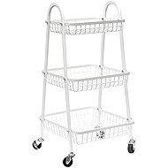 Verk 27489 Three-tier metal shelf on wheels 78 × 40 × 32 cm, white - Shelving Unit