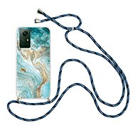 TopQ Kryt Xiaomi Redmi Note 12S Marble tyrkysový se šňůrkou 98534 - Phone Cover
