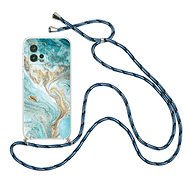 TopQ Kryt Motorola Moto G72 Marble tyrkysový se šňůrkou 98448 - Phone Cover