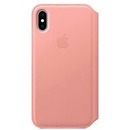Folio iPhone X bőr tok - halvány rózsaszín - Mobiltelefon tok