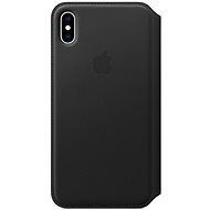 iPhone XS Max Kožené puzdro Folio čierne - Puzdro na mobil