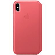 iPhone XS Max Kožené puzdro Folio pivóniovo ružové - Puzdro na mobil