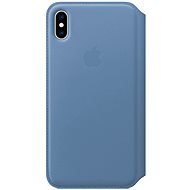 iPhone XS Max Kožené puzdro Folio nevädzovo modré - Puzdro na mobil