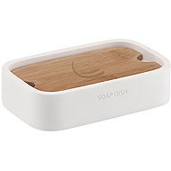 Gedy Ninfea Soap Dish, Bamboo/Polyresin, White 131102 - Soap Dish