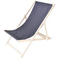 ROJAPLAST Garden deckchair, wooden - natural, BAHAMA POLYESTER, graphite - Garden Lounger