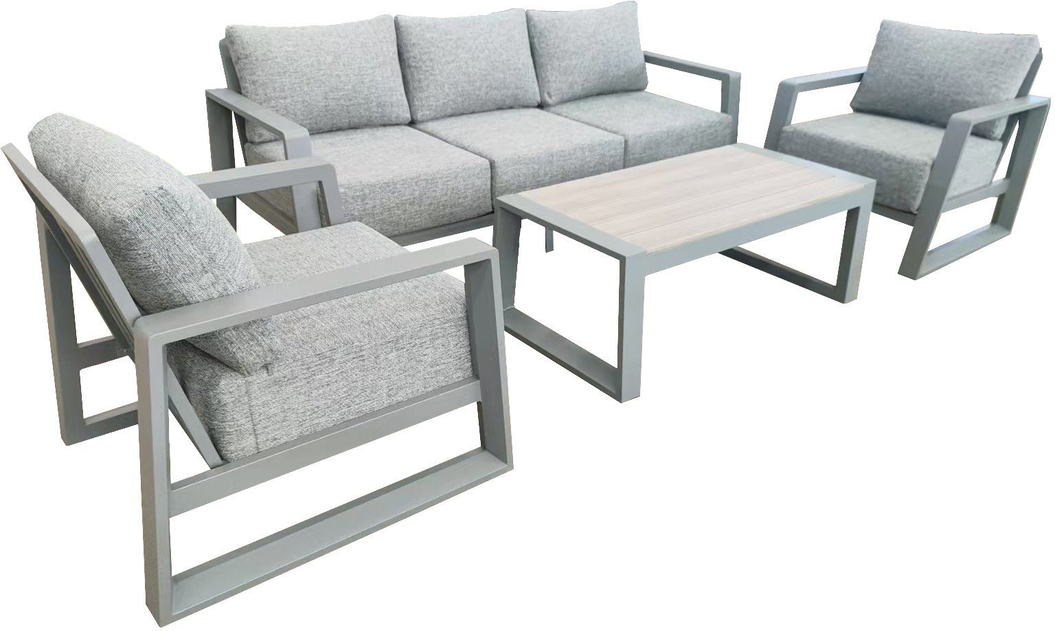 ROJAPLAST Garden furniture set BOSTON, aluminium, grey - Garden Furniture
