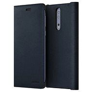 Nokia 8 Leather Flip Cover Blue - Mobiltelefon tok