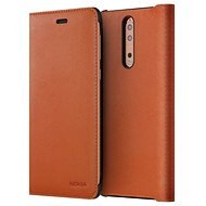 Nokia 8 Leather Flip Cover Tan Brown - Phone Case