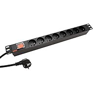 ROLINE 19" power panel 1U, 8x CZ socket, switch, black, 1.8 m - Surge Protection Socket Strip