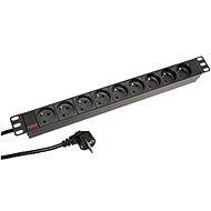 Roline 19'' power panel 1U, 9 × socket CZ, black, 2 m - Surge Protection Socket Strip