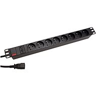 Roline 19" power panel 1U, 8 × socket CZ, fork C14, black, 2 m - Surge Protection Socket Strip