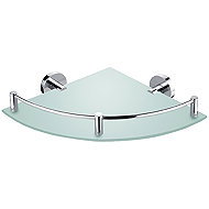 Nimco Corner bathroom and shower shelf with railing - glass metal Unix UN-13091RA-26 - Bathroom Shelf