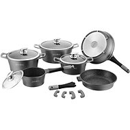 Royalty Line Sada nádobí s mramorovým povrchem 14 ks CLICK SYSTÉM RL-ES1014M-SILVER, stříbrná - Kitchenware Set