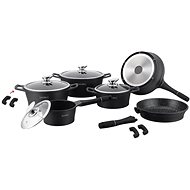 Royalty Line Sada nádobí s mramorovým povrchem 14 ks CLICK SYSTÉM RL-ES1014M-BLACKMAT, černá matná - Kitchenware Set