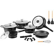 Royalty Dinnerware set 17 pcs, black, silver stripe - Cookware Set