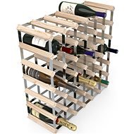 RTA Wine Rack for 42 Wine Bottles, Natural Pine - Galvanised Steel / Unfolded - Wine Rack