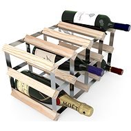 RTA bortartó állvány 12 borosüvegnek, natúr fenyőfa - horganyzott acél / lapra szerelve - Bortartó állvány