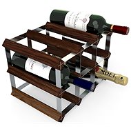 RTA Weinregal für 9 Flaschen, Kiefer dunkel - Stahl verzinkt / zerlegt - Weinregal